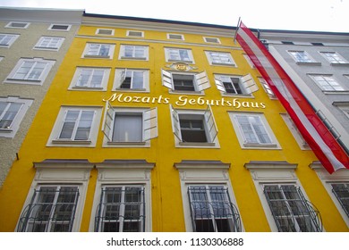 Salzburg, Austria - 01 July 2018 - Mozart Birthplace In Salzburg.