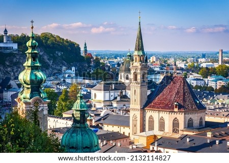 Salzburg, Austria. Beautiful view of Salzburg skyline with the oldtown, Salzburger Land, Austria.