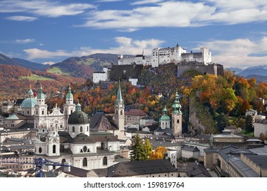 Salzburg, Austria. Image Of Salzburg During Sunny Autumn Day.