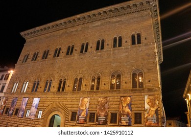 Salzburg, Austria - October, 2018: Architectural Buildings Near State Theater (Salzburger Landestheater), Home To Opera At Night In Austria, Europe