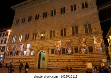 Salzburg, Austria - October, 2018: Architectural Buildings Near State Theater (Salzburger Landestheater), Home To Opera At Night In Austria, Europe