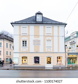 Salzburg, Austria - October 21, 2017: The House In Which The Famous Physicist Christian Doppler Was Born