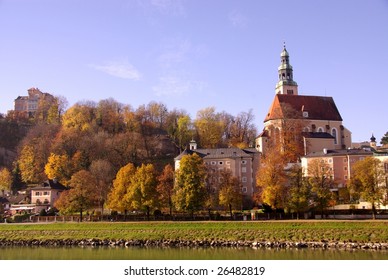 Salzburg At The Salzach In Autumn