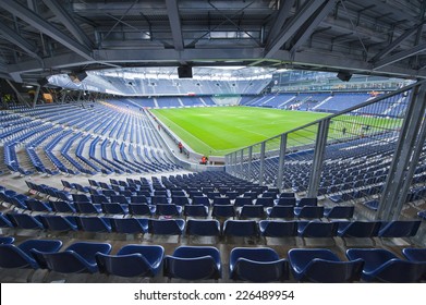 SALZBURG,AUSTRIA-CIRCA SEPTEMBER 2014: Red Bull Arena -the Official Playground Of FC Red Bulls Salzburg