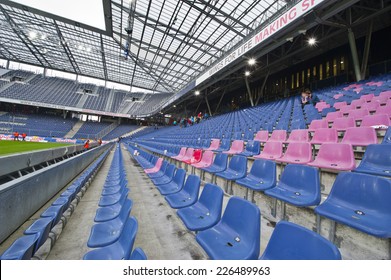 SALZBURG,AUSTRIA-CIRCA SEPTEMBER 2014: Red Bull Arena -the Official Playground Of FC Red Bulls Salzburg