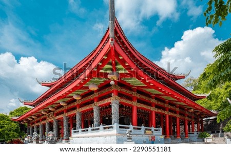 Sam Poo Kong (Cheng Ho) temple in a daytime photo with a beautiful sky in Semarang, Indonesia.