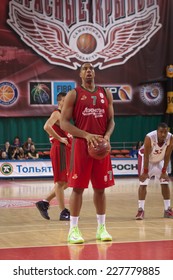 SAMARA, RUSSIA - APRIL 06: Richard Hendrix Of BC Lokomotiv-Kuban Gets Ready To Throw From The Free Throw Line In A BC Krasnye Krylia Game On April 06, 2013 In Samara, Russia.