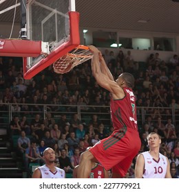 SAMARA, RUSSIA - APRIL 06: Richard Hendrix Of BC Lokomotiv-Kuban Makes Slam Dunk In A Game Against BC Krasnye Krylia On April 06, 2013 In Samara, Russia.