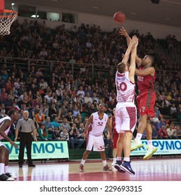 SAMARA, RUSSIA - APRIL 06: Richard Hendrix Of BC Lokomotiv-Kuban Throws A Ball In A Basket During A BC Krasnye Krylia Game On April 06, 2013 In Samara, Russia.