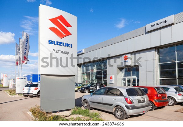 SAMARA, RUSSIA - AUGUST 30, 2014: Office of\
official dealer Suzuki. Suzuki Motor Corporation is a Japanese\
multinational\
corporation