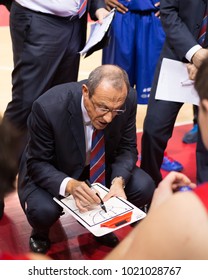 SAMARA, RUSSIA - DECEMBER 01: BC CSKA Head Coach Ettore Messina During A Timeout Of The BC Krasnye Krylia Basketball Game On December 01, 2013 In Samara, Russia.
