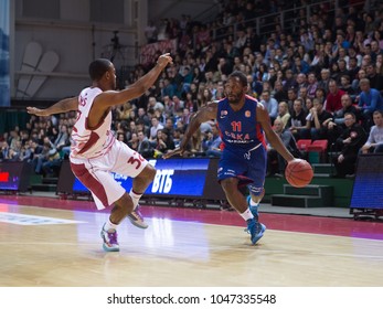 SAMARA, RUSSIA - DECEMBER 01: BC CSKA Guard Jeremy Pargo #11 Dribbles The Ball During The BC Krasnye Krylia Basketball Game On December 01, 2013 In Samara, Russia.
