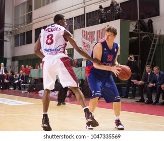 SAMARA, RUSSIA - DECEMBER 01: BC CSKA Forward Andrey Vorontsevich #20 With Ball During The BC Krasnye Krylia Basketball Game On December 01, 2013 In Samara, Russia.
