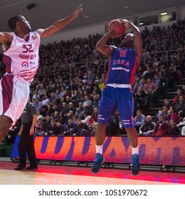 SAMARA, RUSSIA - DECEMBER 01: BC CSKA Guard Jeremy Pargo #11 Shoots Over A Defender During The BC Krasnye Krylia Basketball Game On December 01, 2013 In Samara, Russia.
