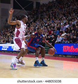 SAMARA, RUSSIA -?? DECEMBER 01: BC CSKA Guard Jeremy Pargo (11) With Ball Tries To Go Past A BC Krasnye Krylia Player On December 01, 2013 In Samara, Russia.
