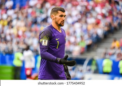 Samara, Russia – June 21, 2018. Australia National Football Team Goalkeeper Mathew Ryan During FIFA World Cup 2018 Match Denmark Vs Australia.