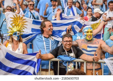 Samara, Russia – June 25, 2018. Stand With Uruguayan Fans Before FIFA World Cup 2018 Match Uruguay Vs Russia (3-0).