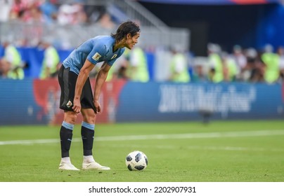 Samara, Russia – June 25, 2018. Uruguay National Football Team Striker Edinson Cavani During FIFA World Cup 2018 Match Uruguay Vs Russia (3-0).