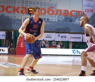 SAMARA, RUSSIA - MAY 19: Andrey Vorontsevich Of BC CSKA With Ball Goes Against A BC Krasnye Krylia Player On May 19, 2013 In Samara, Russia.