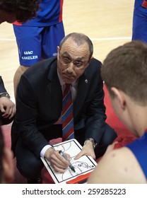 SAMARA, RUSSIA - MAY 20: Timeout. Head Coach Of BC CSKA Ettore Messina During A Game Against BC Krasnye Krylia On May 20, 2013 In Samara, Russia.