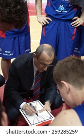 SAMARA, RUSSIA - MAY 20: Timeout. Head Coach Of BC CSKA Ettore Messina During A Game Against BC Krasnye Krylia On May 20, 2013 In Samara, Russia.