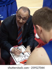 SAMARA, RUSSIA - MAY 20: Timeout. Head Coach Of BC CSKA Ettore Messina During A Game Against BC Krasnye Krylia On May 20, 2013 In Samara, Russia.