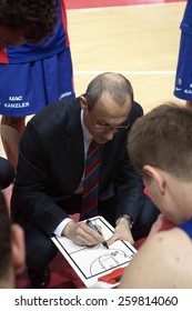 SAMARA, RUSSIA - MAY 20: Timeout. Head Coach Of BC CSKA Ettore Messina During A Game Against BC Krasnye Krylia On May 20, 2013 In Samara, Russia.