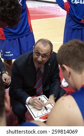 SAMARA, RUSSIA - MAY 20: Timeout. Head Coach Of BC CSKA Ettore Messina During A Game Against BC Krasnye Krylia On May 20, 2013 In Samara, Russia.