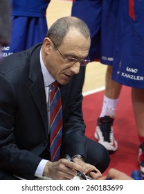 SAMARA, RUSSIA - MAY 20: Timeout. Head Coach Of BC CSKA Ettore Messina During A Game Against BC Krasnye Krylia On May 20, 2013 In Samara, Russia.