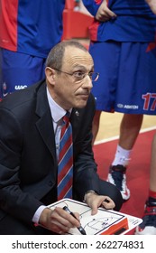 SAMARA, RUSSIA - MAY 20: Timeout. Head Coach Of BC CSKA Ettore Messina During A Game Against BC Krasnye Krylia On May 20, 2013 In Samara, Russia.