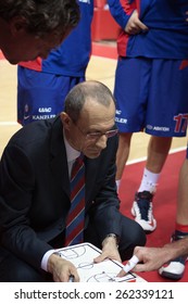 SAMARA, RUSSIA - MAY 20: Timeout. Head Coach Of BC CSKA Ettore Messina During A Game Against BC Krasnye Krylia On May 20, 2013 In Samara, Russia.