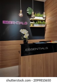 Samarinda, Indonesia - January 03, 2022 : Finished fit out of Essential's store with minimalist modern interior design concept
