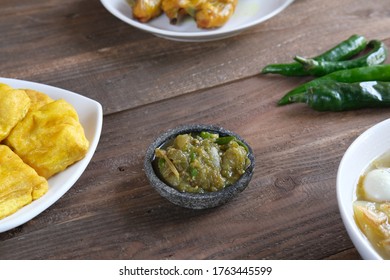 Sambal Hijau Or Spicy Paste Of Green Chili. Selective Focus.