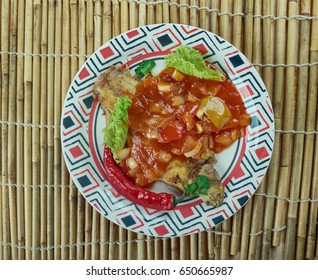 Sambal Stingray -  Malaysian, Singaporean Seafood Dish. 