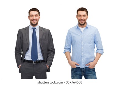 same man in different style clothes
