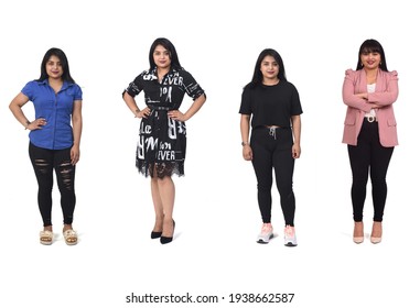  Same Woman With Different Outfit On White Background