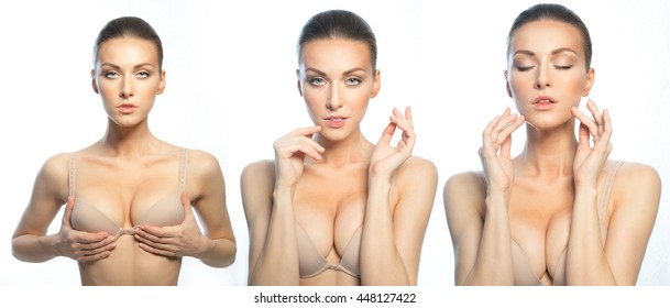 The Same Woman With Different Poses And Emotions