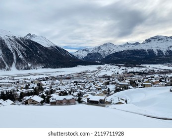 Samedan in the snowy mountains