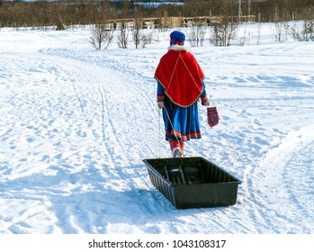 Sami Reindeer Herders In National Dress