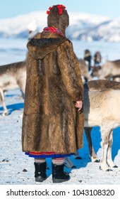 Sami Reindeer Herders In National Dress