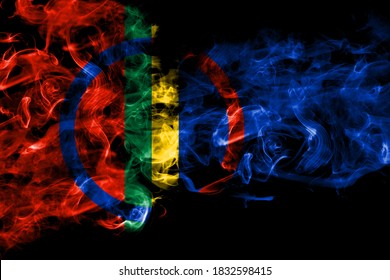 Sami Smoke Flag Isolated On Black Background


