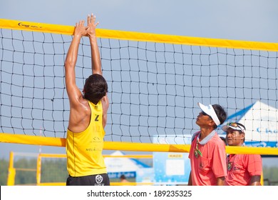 SAMILA BEACH, SONGKHLA, THAILAND - APRIL 14: Samila-Chang AVC Beach Volleyball Tour-Samila Open 15th. 14-18 April 2014. Samila beach,Songkhla, Thailand