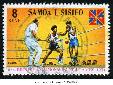 SAMOA - CIRCA 1974: 10th British Commonwealth Games. Boxing And Games Emblem, Circa 1974.