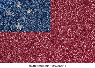 Samoa flag depicted on many small shiny sequins. Colorful festival background for disco party - Powered by Shutterstock