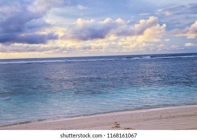 Samoan Beach. Samoa Is One Of The Pacific Island With Beautiful Sunset. And It Is The Place Where You Can See Last Sunset On The World. 