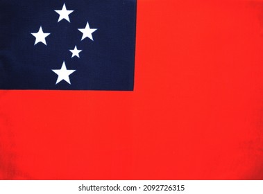 Samoan National Flag. Cloth Material