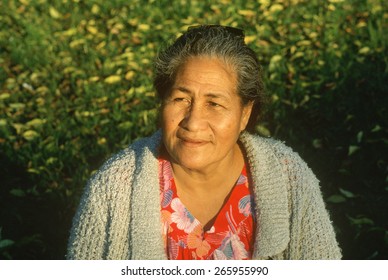 A Samoan Woman Smiling With The Sun On Her Face, Garden Grove, CA