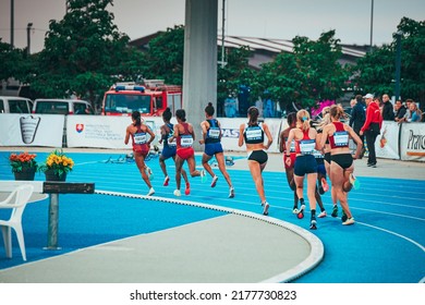 SAMORIN, SLOVAKIA, JUNE 9, 2022: Track And Field Long Distance Professional Race. Running In Kenya And Ethiopia