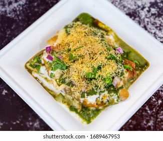 Samosa Chaat On Granite Table