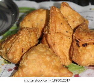 Samosas, A Fried Dish Of India With Potatoes Refined Flour. 